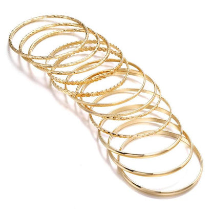 12 Pcs Textured Fashion Trendy bangles - SHExFAB