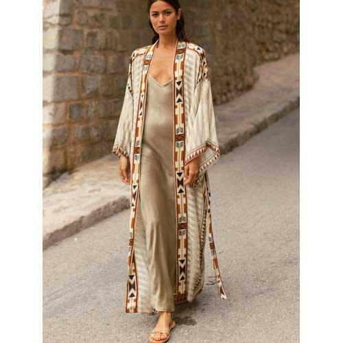 Bohemian Geometric Pattern Kimono Robe - SHExFAB