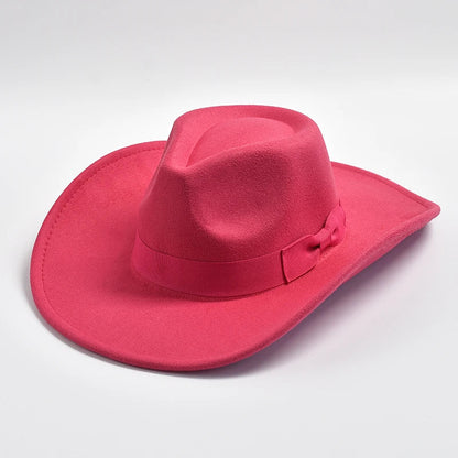 Bow Ribbon Curved Brim Cowboy Fedora Hat - SHExFAB