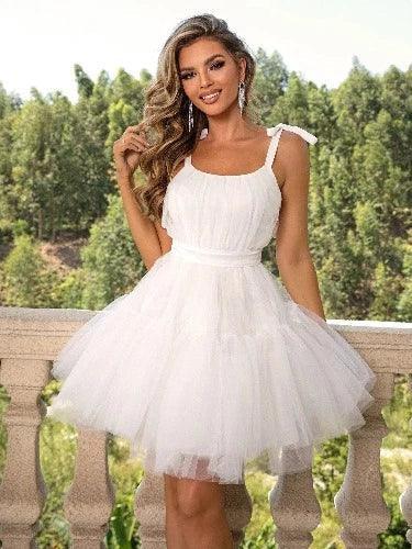 Bow Tie Shoulder Gauze Dress