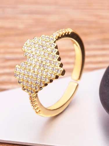 CZ Crystal Heart Adjustable Ring