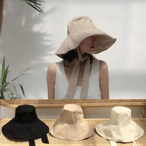 Cotton Linen Wide Brim Foldable Hat