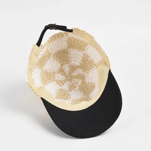 Crochet Straw Plaid Baseball Hats - SHExFAB