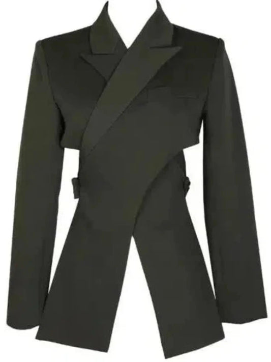 Cross Split Long Sleeve Blazer Jacket