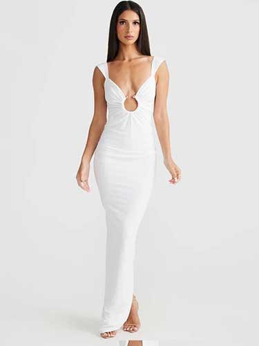 Cut Out Backless Long Bodycon Evening Party Dress - SHExFAB