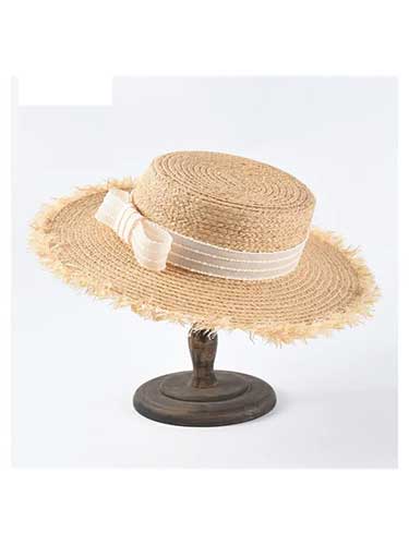 Elegant Bow Wide Brim Flat Top Sun Hat - SHExFAB