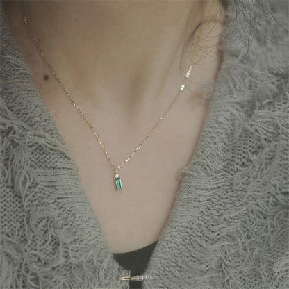 Emerald Crystal Gold Chain Necklace