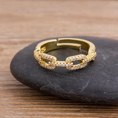 Fashion Chain Zirconia Ring