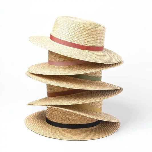 Fashion Ribbon Women's Boater Straw Hat - SHExFAB