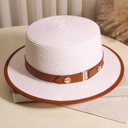 Flat Leather Belt Elegant Hat