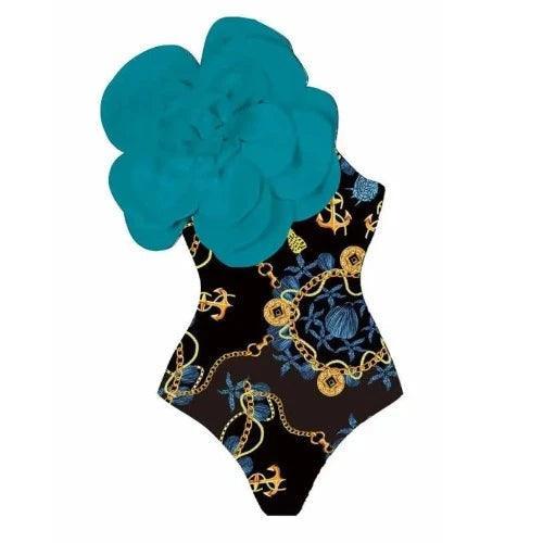 Flower Applique Graphic One-Piece Swimsuit - SHExFAB