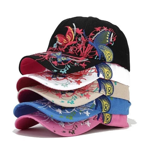 Flower Butterfly Embroidered Hat
