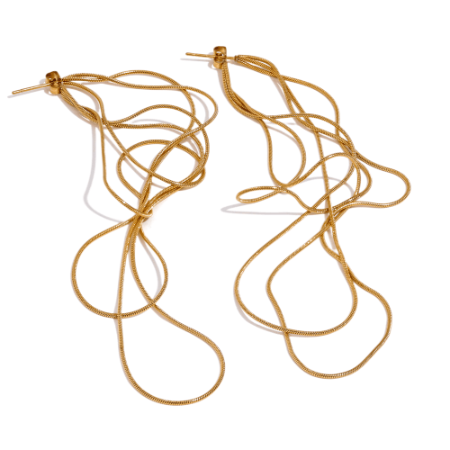Gold Tone Long Tassel Earrings