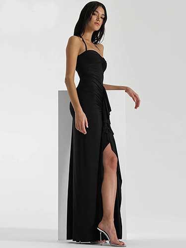 Halter Elegant Slit Maxi Dress - SHExFAB