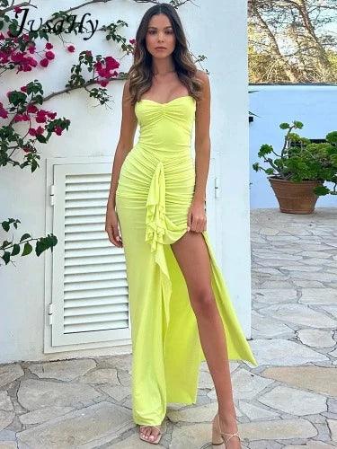 Halter Elegant Slit Maxi Dress - SHExFAB