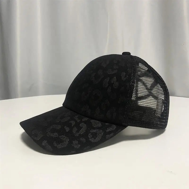 Leopard Print Adjustable Mesh Baseball Cap - SHExFAB