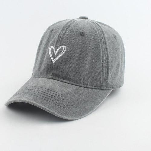 Love Heart Washed Cotton Baseball Cap