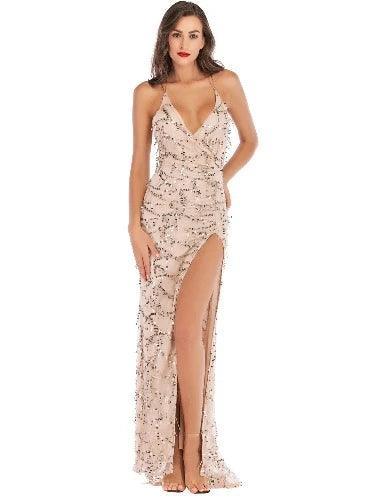 Luxury Sequin Floor Length Evening Cocktail Dress - SHExFAB