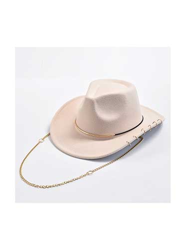 Metal Chain Curved Brim Fashion Cowboy Hat - SHExFAB