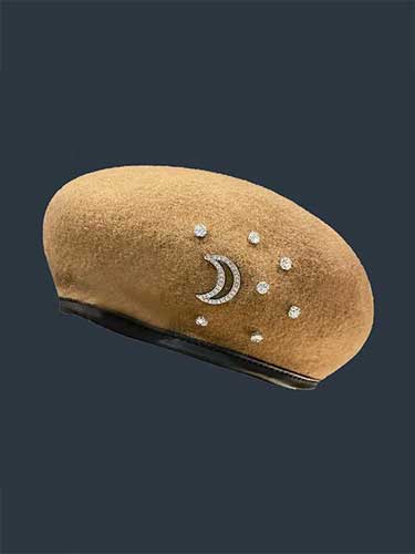 Moon Rhinestone Wool French Hat - SHExFAB