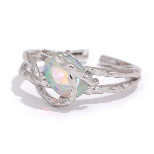 Natural Opal Stone Open Ring