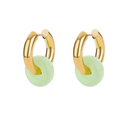 Natural Stone Hoop Earrings