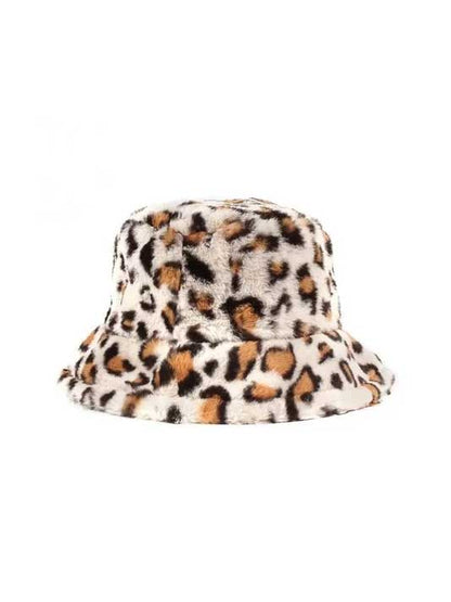 Plush Leopard Faux Fur Bucket Hat