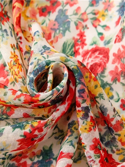 Flower Print Wrap Long Lightweight Travel Scarf