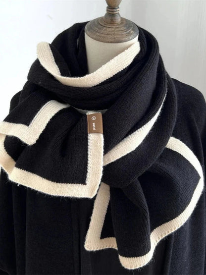 Striped Thick Chunky Knitted Wrap Winter Scarf