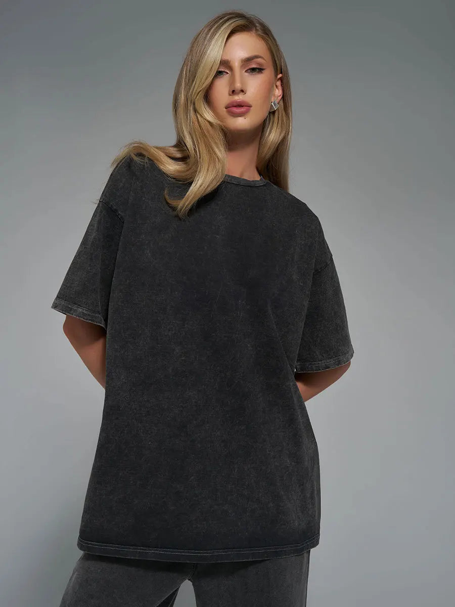 O-Neck Short Sleeve Oversized Cotton Tee Shirt