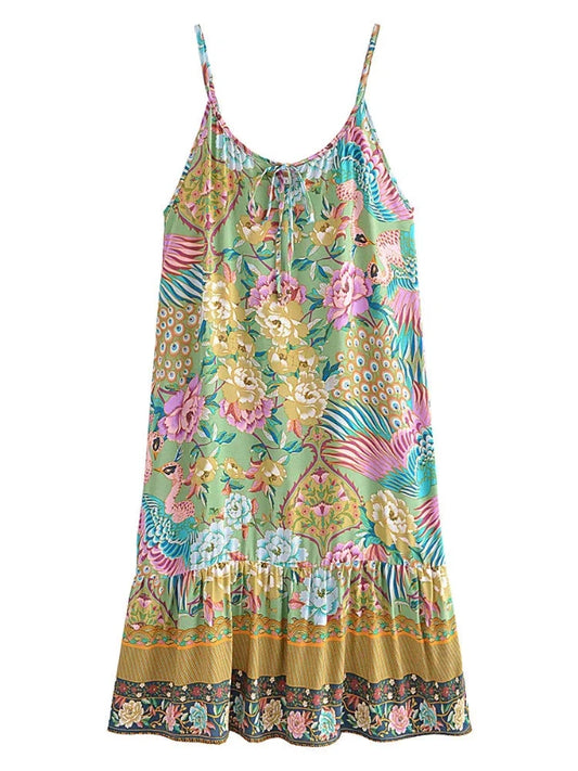 Spaghetti Strap Mini Floral Summer Dress - SHExFAB