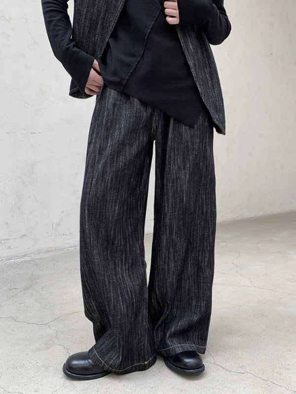 Black Denim Pockets High Waist Wide Leg Pants