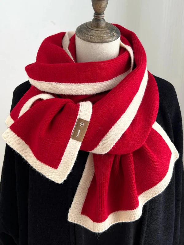 Striped Thick Chunky Knitted Wrap Winter Scarf