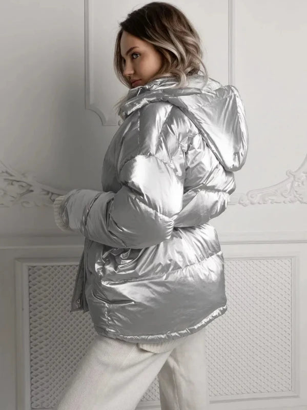 Winter Thick Glossy Hooded Puffer Coat