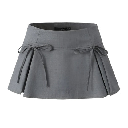 Bowknot Side Zipper A-Line Mini Pleated Skirt