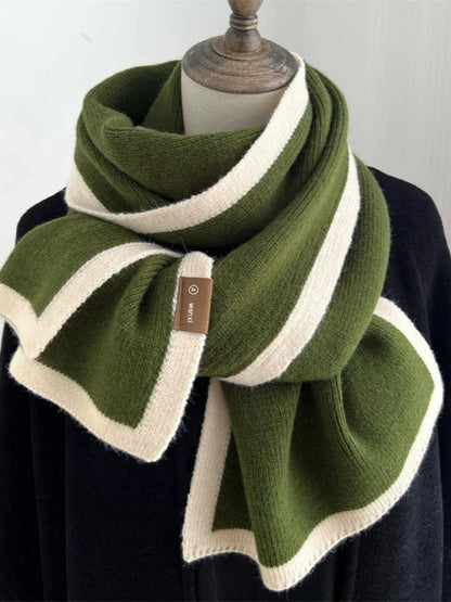 Striped Thick Chunky Knitted Wrap Winter Scarf