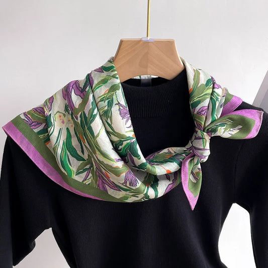 Square Cotton Flower Square Silky Scarf Headband