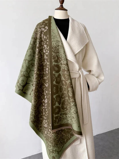 Flower Pattern Thick Soft Long Cashmere Wrap Shawl