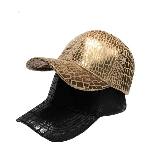 Shiny Faux Leather Adjustable Baseball Hat - SHExFAB