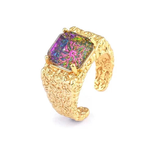 Square CZ Crystal Wide Fashion Ring
