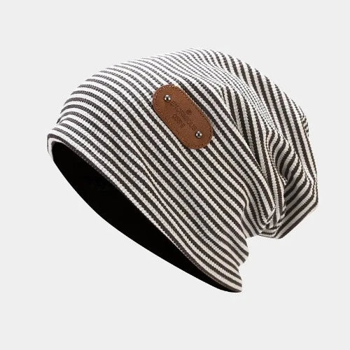 Striped Cotton Slouchy Beanie - SHExFAB
