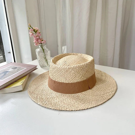 Summer Natural Straw Concave Hat - SHExFAB