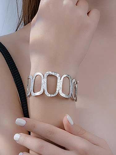 Textured Hollow Fashion Cuff Bangle Bracelet - SHExFAB