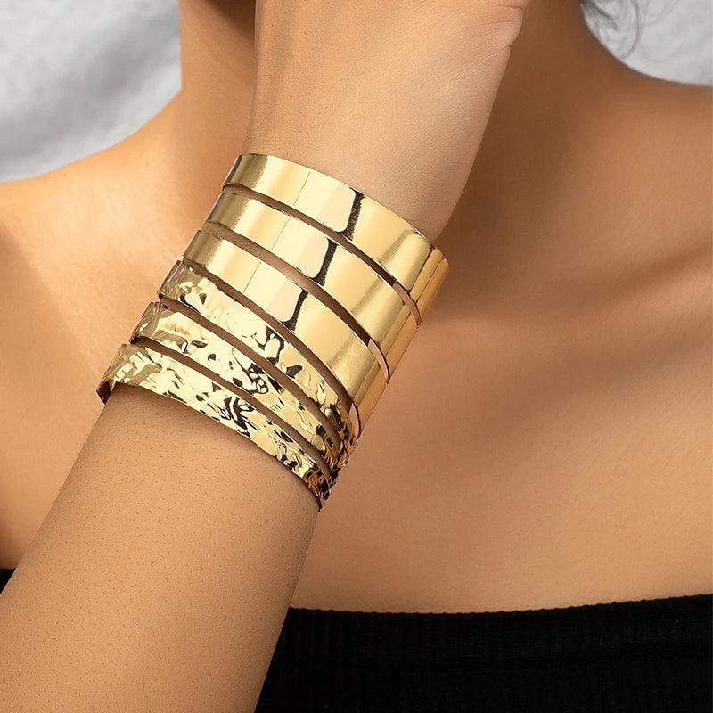 Textured Metal Timeless Wrapped Cuff Bangle Bracelet - SHExFAB