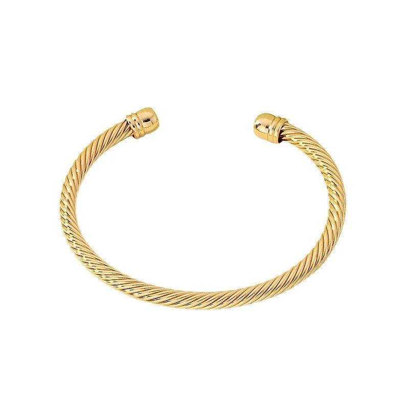 Trendy Open Twisted Cable Cuff Bracelet - SHExFAB