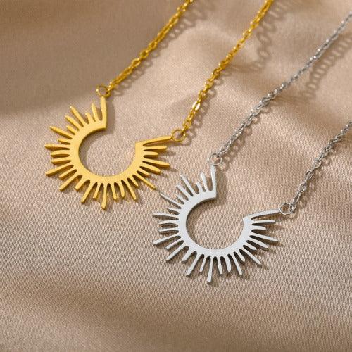 Vintage Sunburst Pendant Necklace
