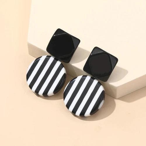 Acrylic Striped Retro Style Earrings - SHExFAB