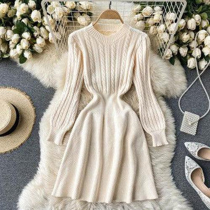 Aesthetic Twist Knitted Slim Sweater Dress - SHExFAB