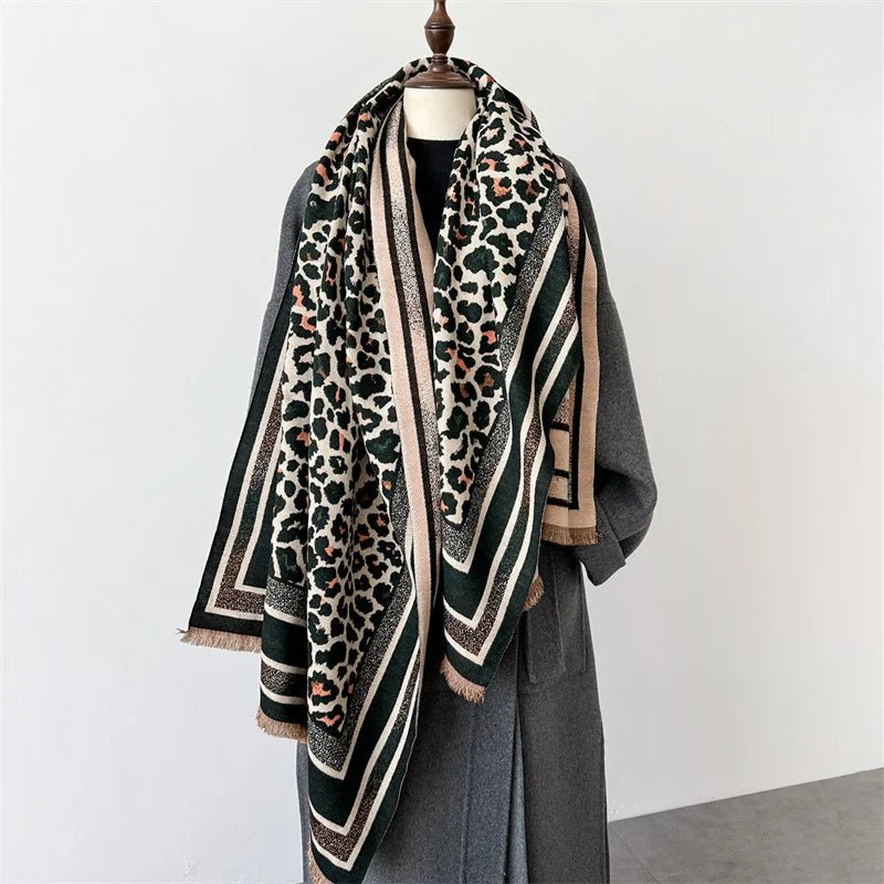 Animal Pattern Warm Oversized Cashmere Wrap - SHExFAB