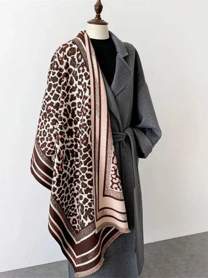 Animal Pattern Warm Oversized Cashmere Wrap - SHExFAB